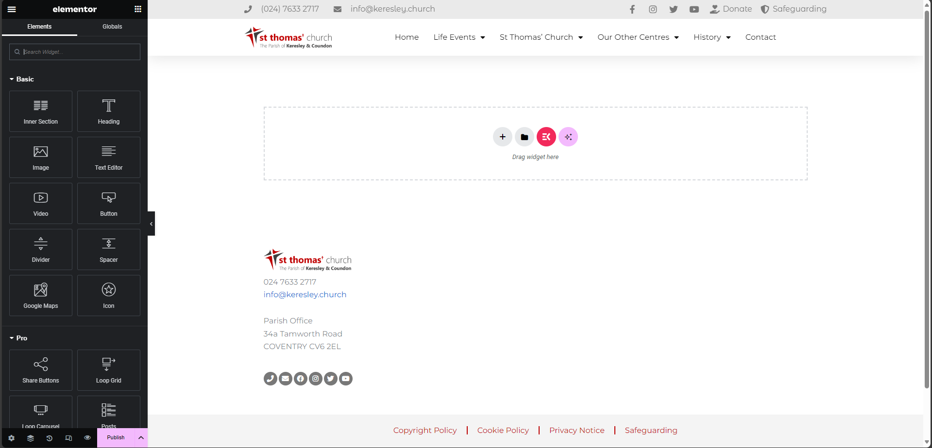 Elementor Page Editor