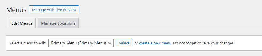 Select Menu to Edit
