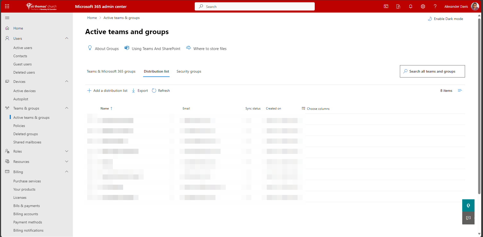 Microsoft 365 Admin Distribution Lists