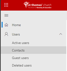 Microsoft 365 Admin Centre Menu